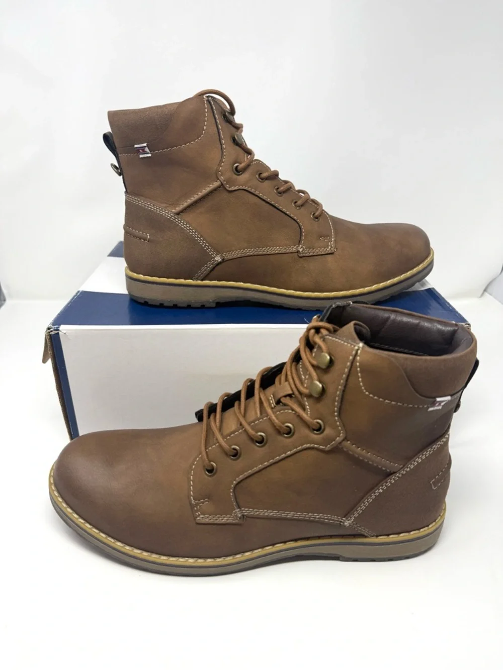 Saddlebred Lyle Dark Tan Vegan Leather‎ Lace Up Boots Men's Size 11M New In Box